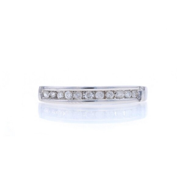 White Gold Diamond Wedding Band - 10k Round Brilliant .14ctw Ring